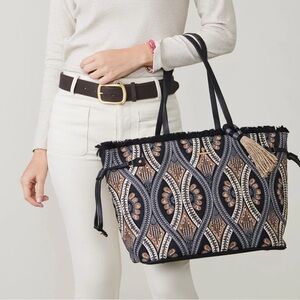 Elegant Black and Brown Patterned Tote Bag